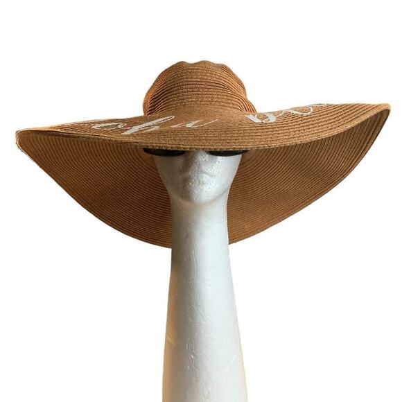 Women's Wide Brim Floppy Paper Straw Sun Hat Beach Resort Pool Summer Pineapple - Picture 2 of 12